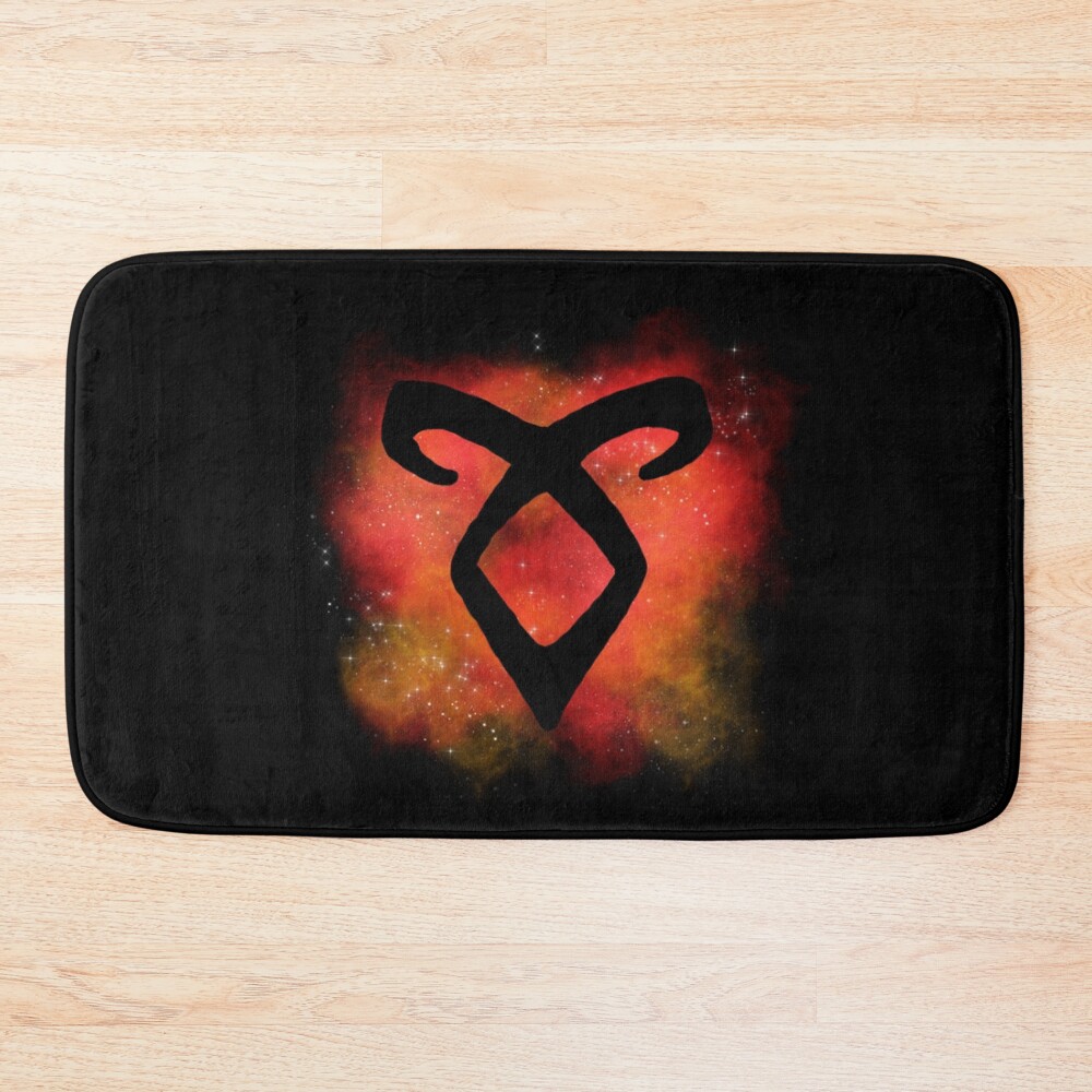 Red Galaxy Angelic Rune Bath Mat