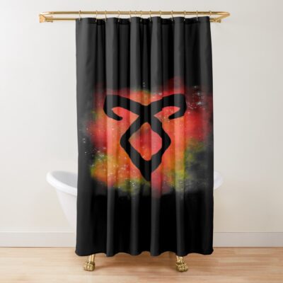 Red Galaxy Angelic Rune Shower Curtain