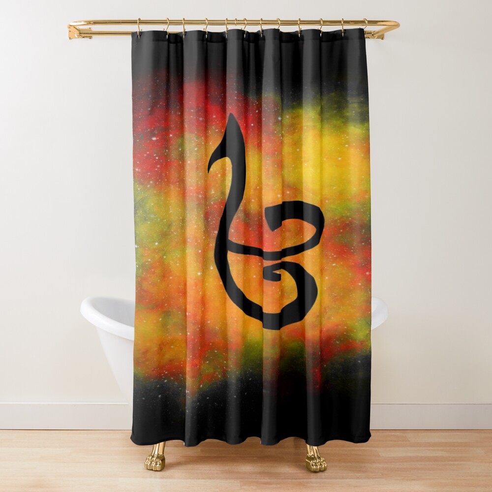 Orange Galaxy Strength Rune Shower Curtain
